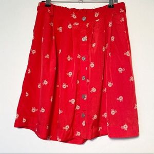 Xhilaration Bicycle Button Front Skirt Womens‎ Size Small Red Flowy
